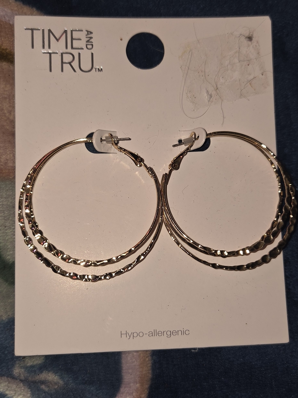 Time and Tru Shiny Gold Double Textured Hoop Earrings